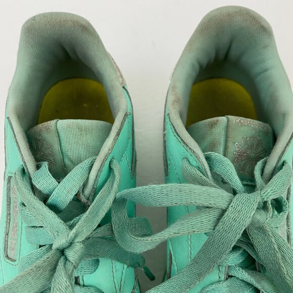 Reebok Classic Mint Pastel Athletic Sneakers Silver Sparkle Accents Big Girl 5 - Picture 3 of 11